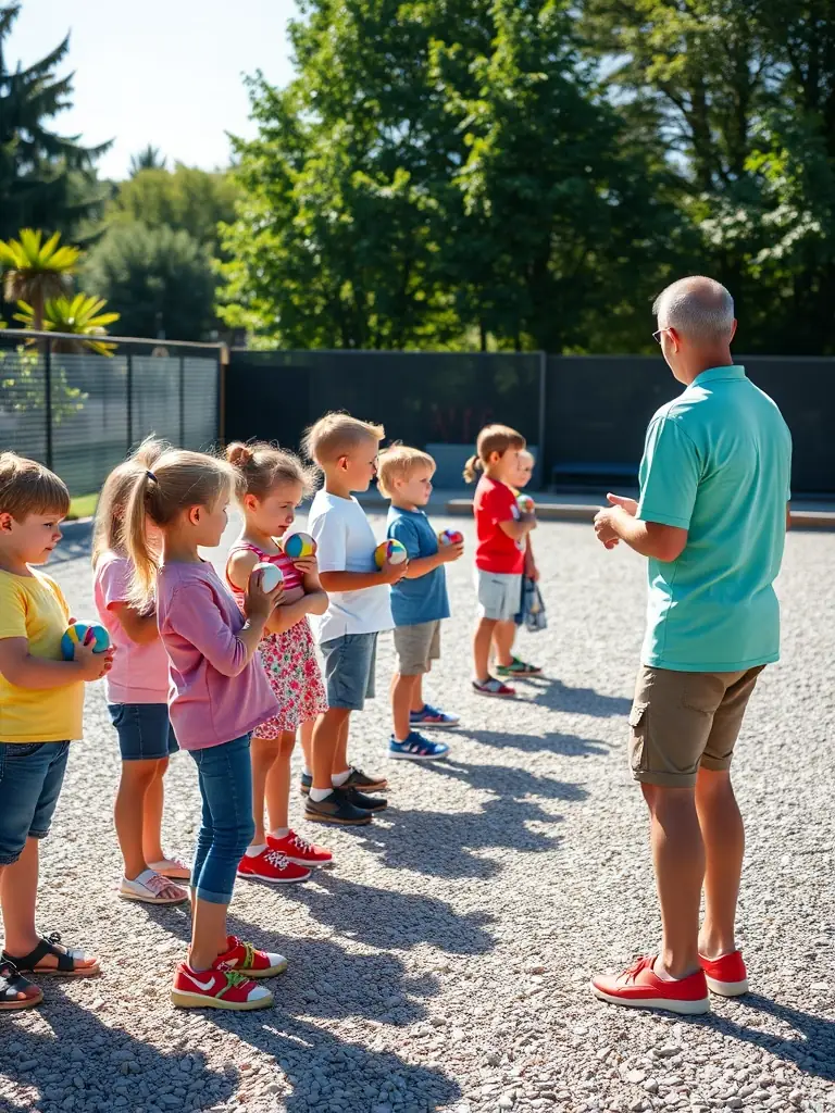 Image of children participating in a quilles training session, highlighting the club's commitment to youth development in the sport.